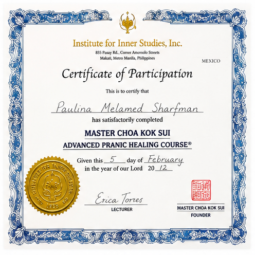 Certificado de Sanación Energética Avanzada