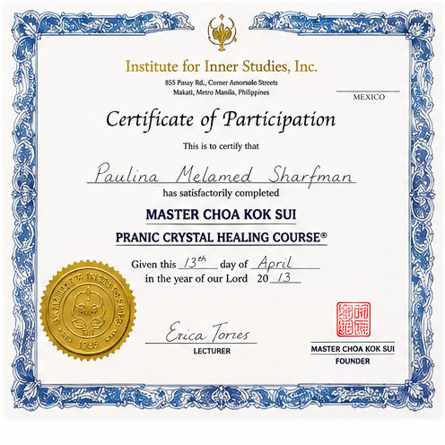 Certificado de Sanación con Cristales