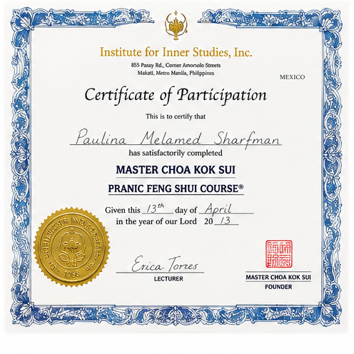 Certificado de Feng Shui