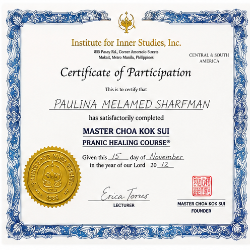 Certificado de Sanación Energética